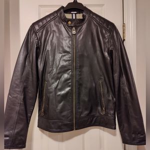 Cole Haan washed leather moto jacket NWOT